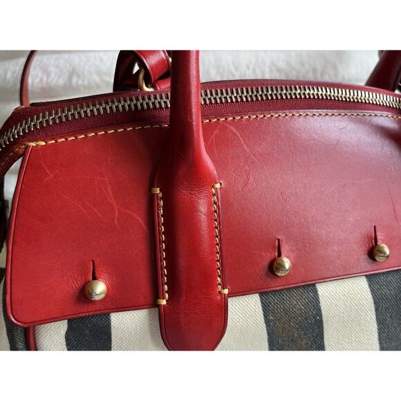 Dooney & Bourke Zebra Satchel with Red Leather - Picture 4 of 9